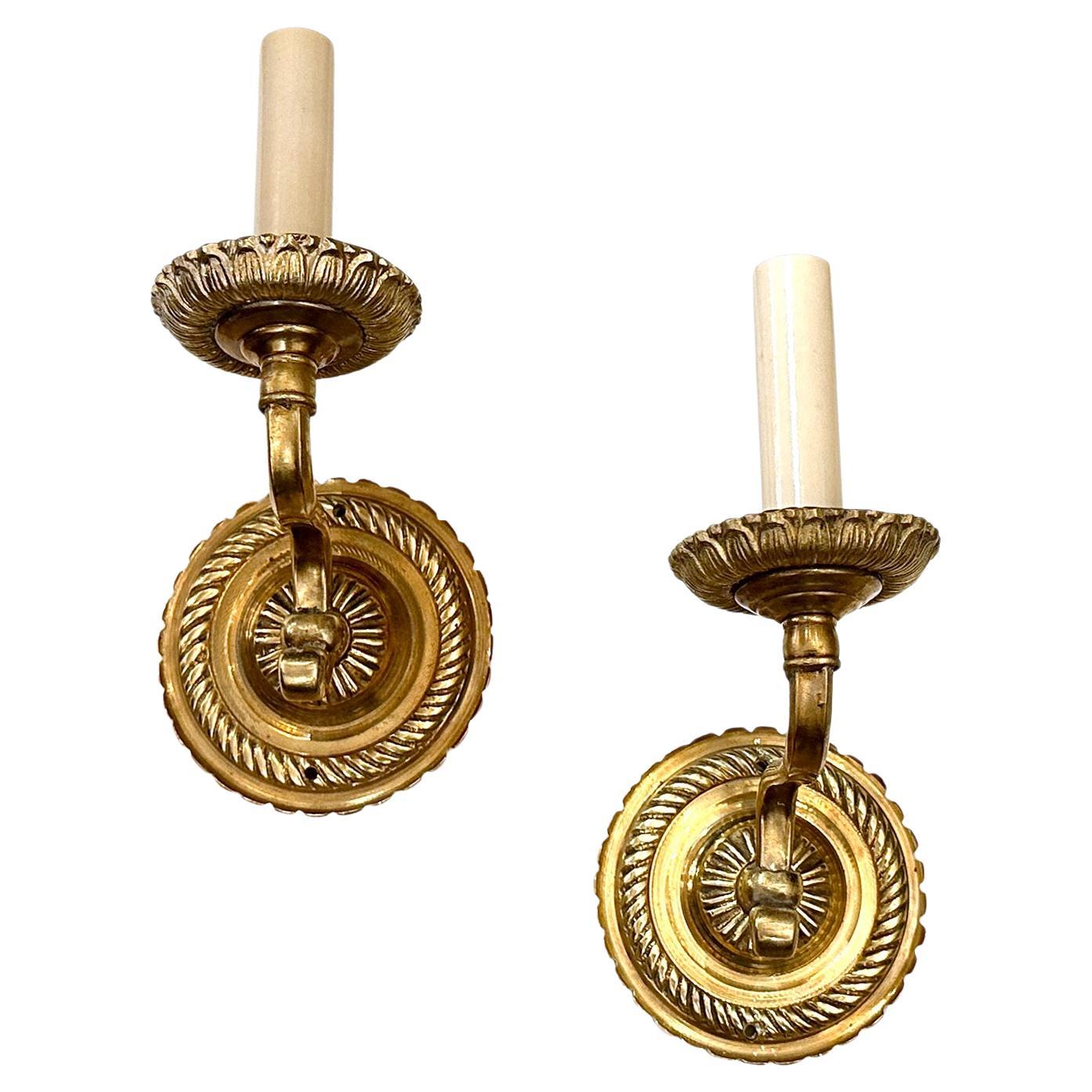 Set of French Bronze Sconces, Sold in pairs For Sale