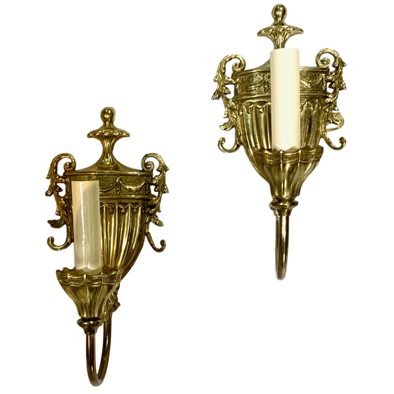Set of French Bronze Single-Light Sconces, Sold Per Pair In Good Condition For Sale In New York, NY