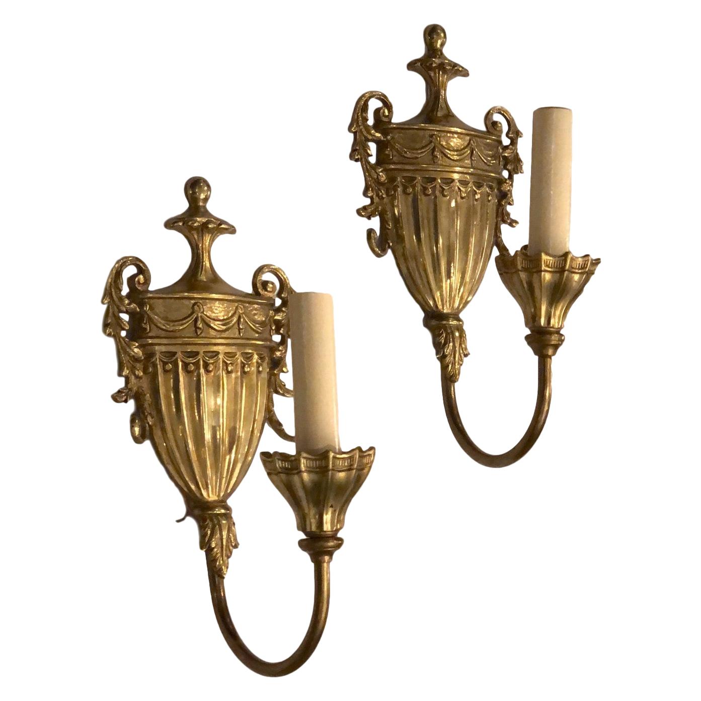 Set of French Bronze Single-Light Sconces, Sold Per Pair For Sale