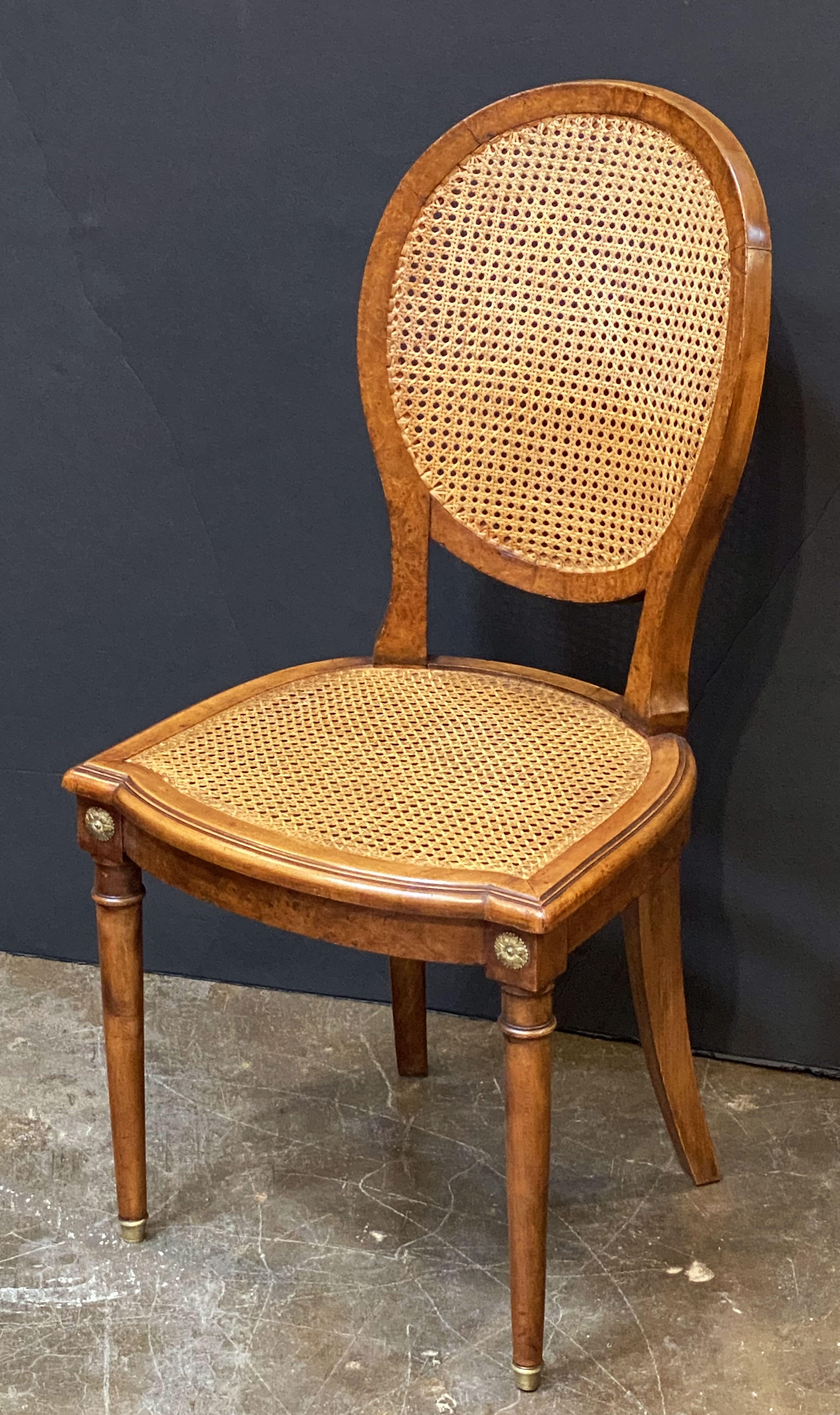 Set of French Caned Walnut Bergère Dining Chairs, Two Arms and Four Side Chairs 9