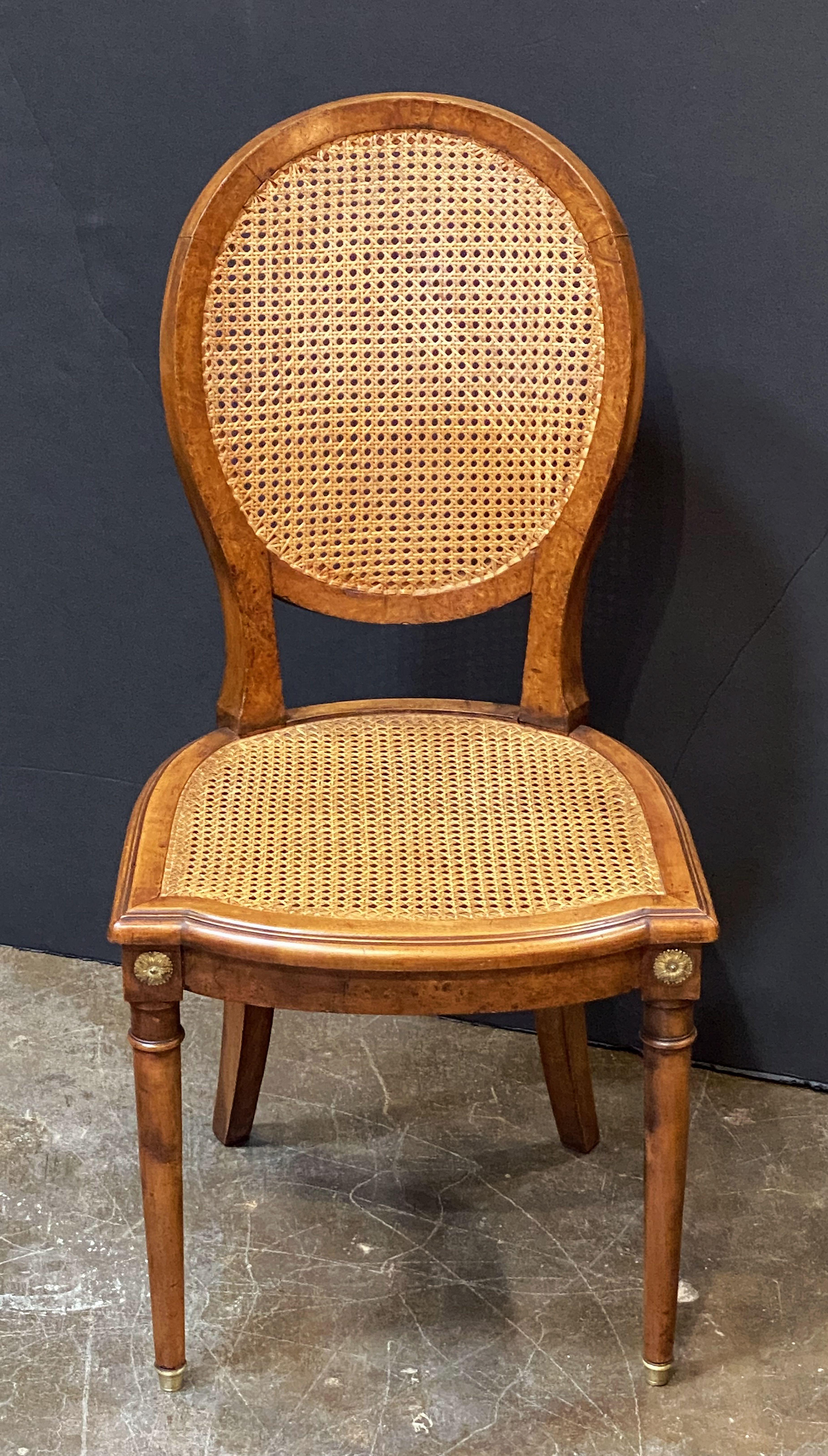 Set of French Caned Walnut Bergère Dining Chairs, Two Arms and Four Side Chairs 10