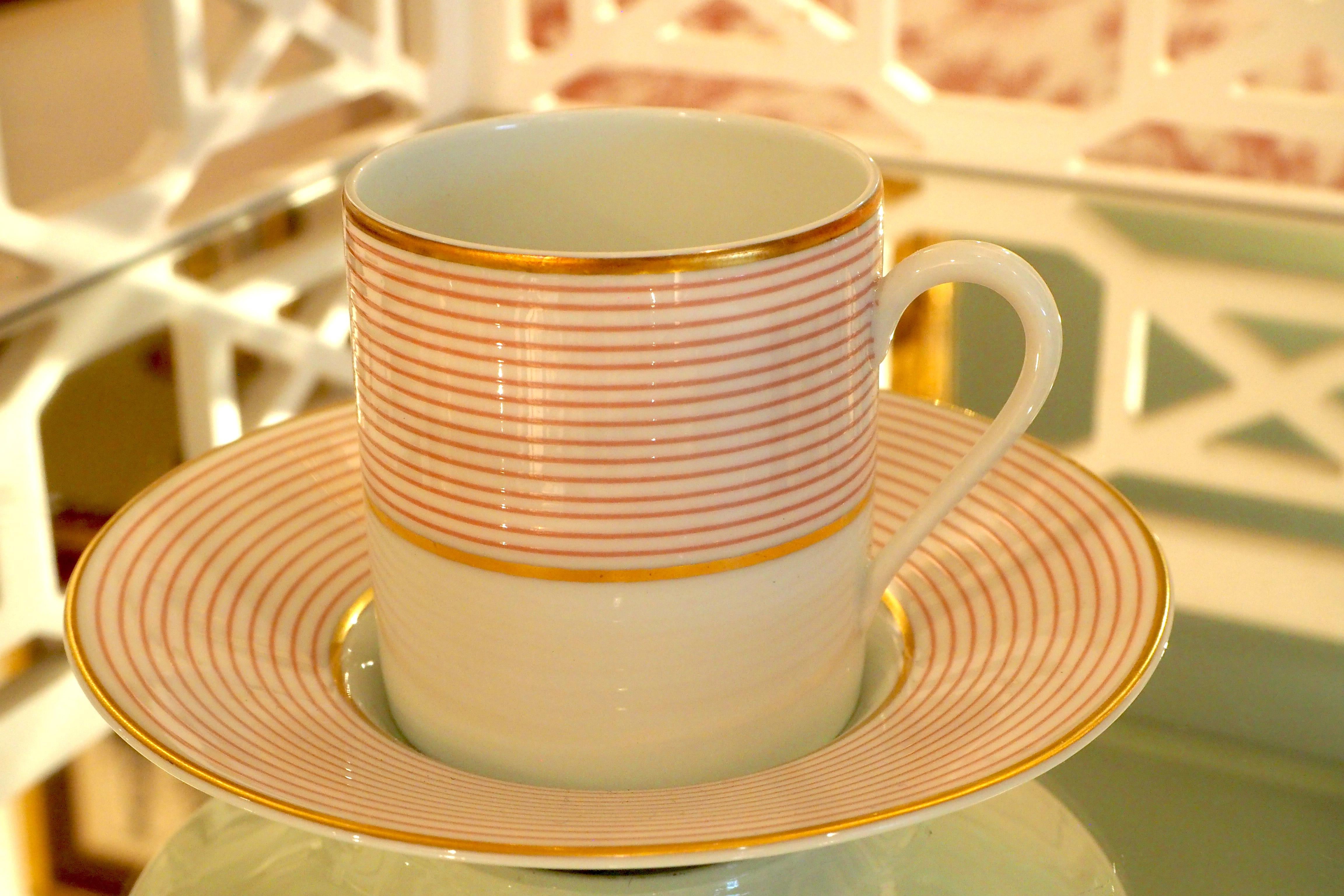 Porcelain Set of French Coffee Cups and Saucers from La Maison Raynaud, Limoges