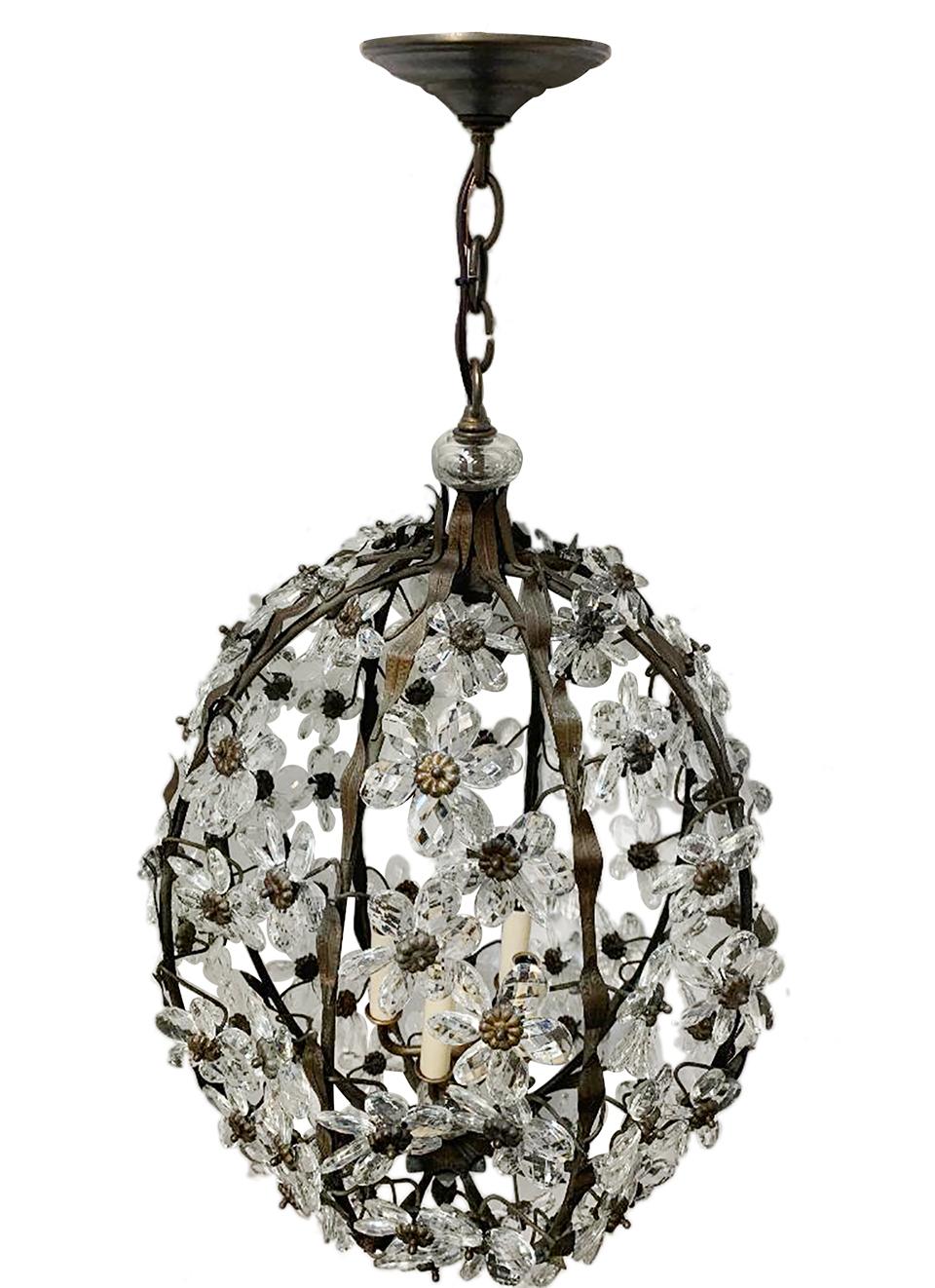 Set of French Crystal Lantern Chandeliers, Sold Individually In Good Condition For Sale In New York, NY