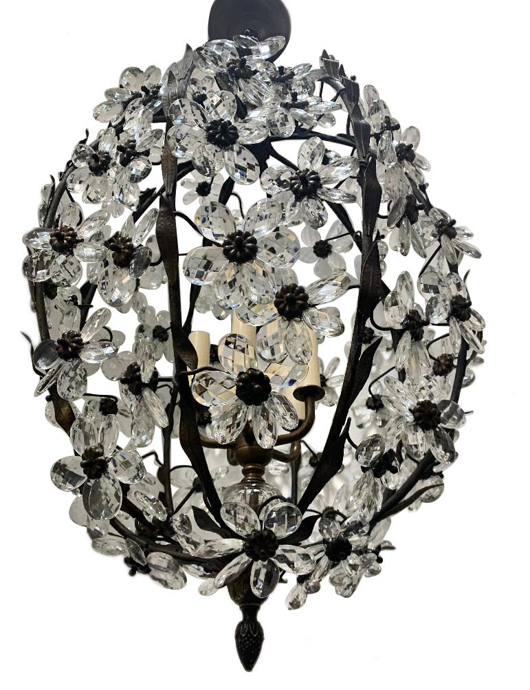 Mid-20th Century Set of French Crystal Lantern Chandeliers, Sold Individually For Sale
