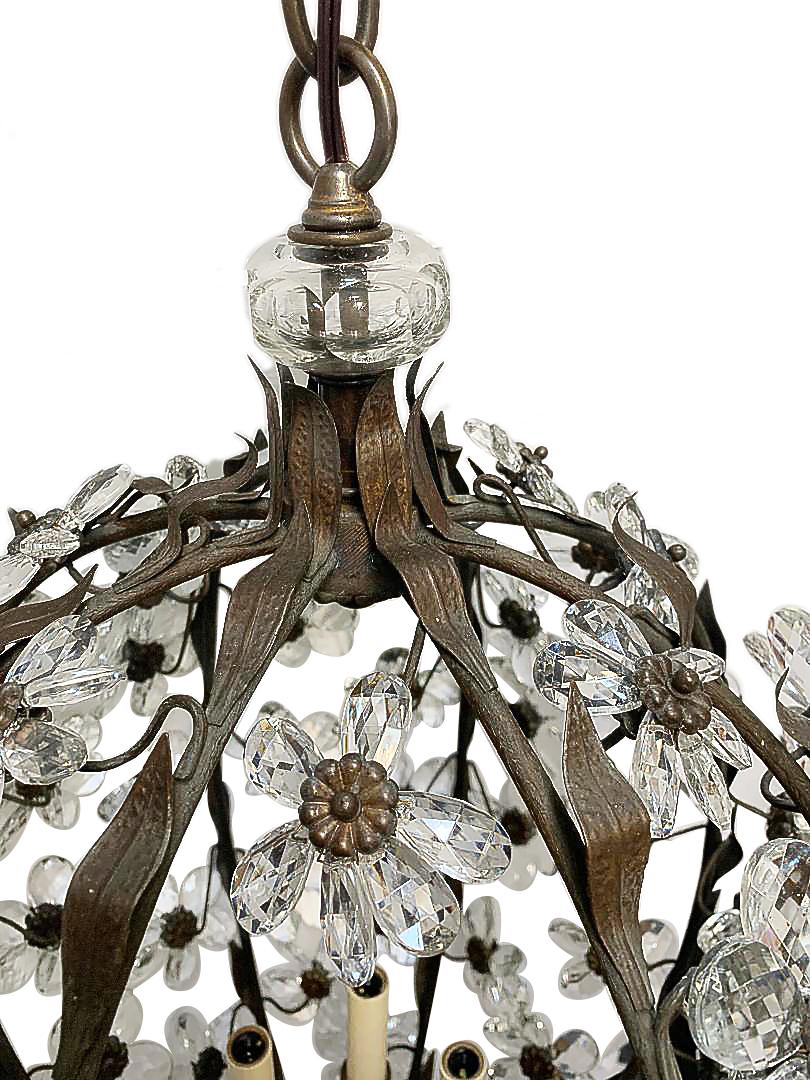 Bronze Set of French Crystal Lantern Chandeliers, Sold Individually For Sale