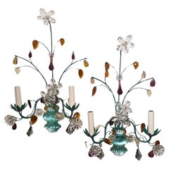 Retro Set of French Crystal Sconces, Sold per Pair