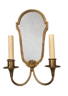 Gilt Bronze and Etched Mirror Sconces, Sold per Pair