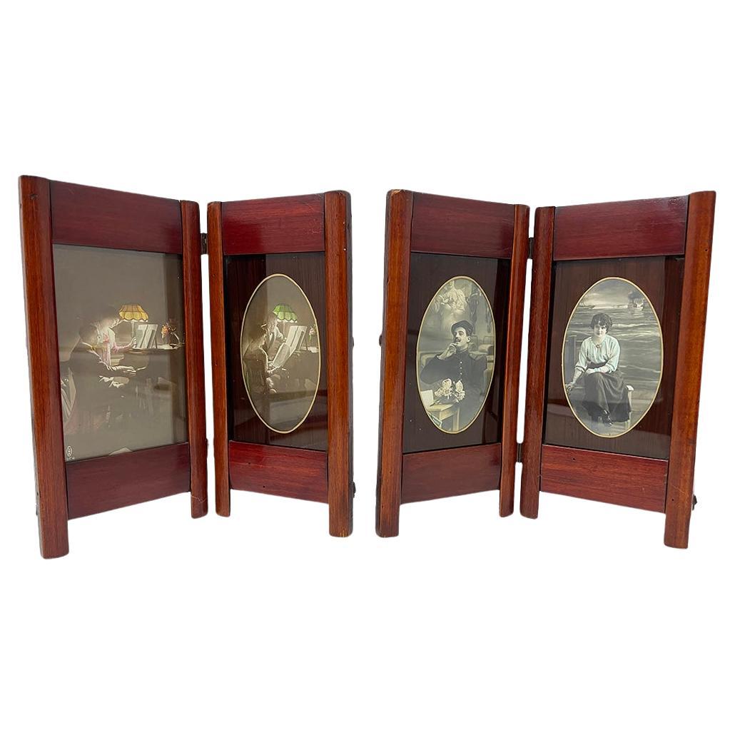 Set of French folding picture frames, ca 1900