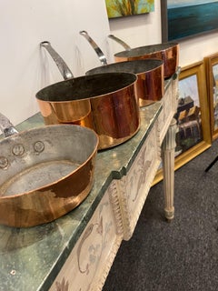 Set of French Four Copper Pots in Different Sizes, 19th Century