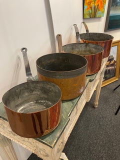 Set of French Four Copper Pots in Different Sizes, 19th Century