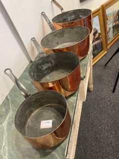 Set of French Four Copper Pots in Different Sizes, 19th Century