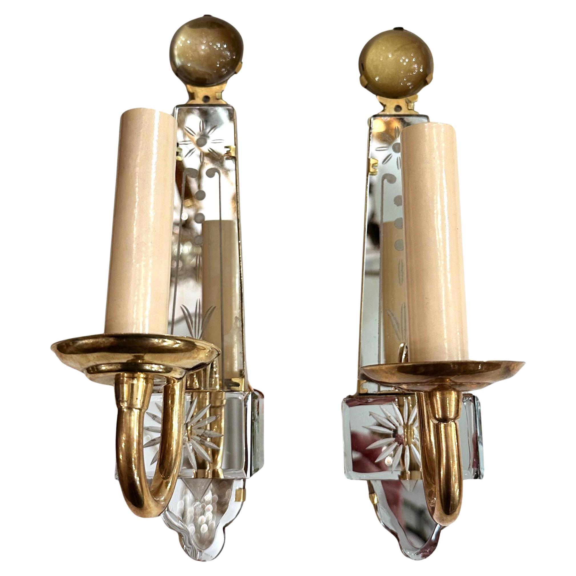 Set of French French Mirrored Sconces, Sold per Pair For Sale