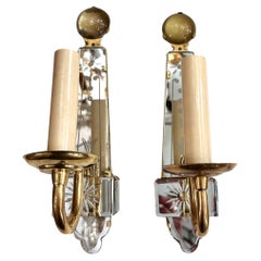 Retro Set of French French Mirrored Sconces, Sold per Pair