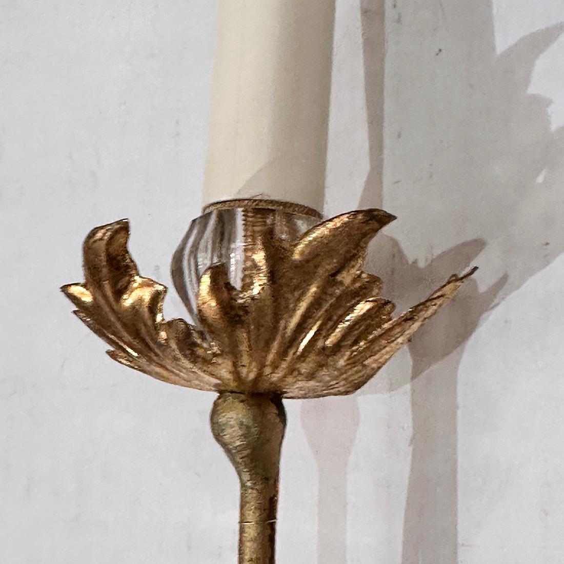Metal Set of French Gilt Molded Glass Sconces, Sold per Pair For Sale
