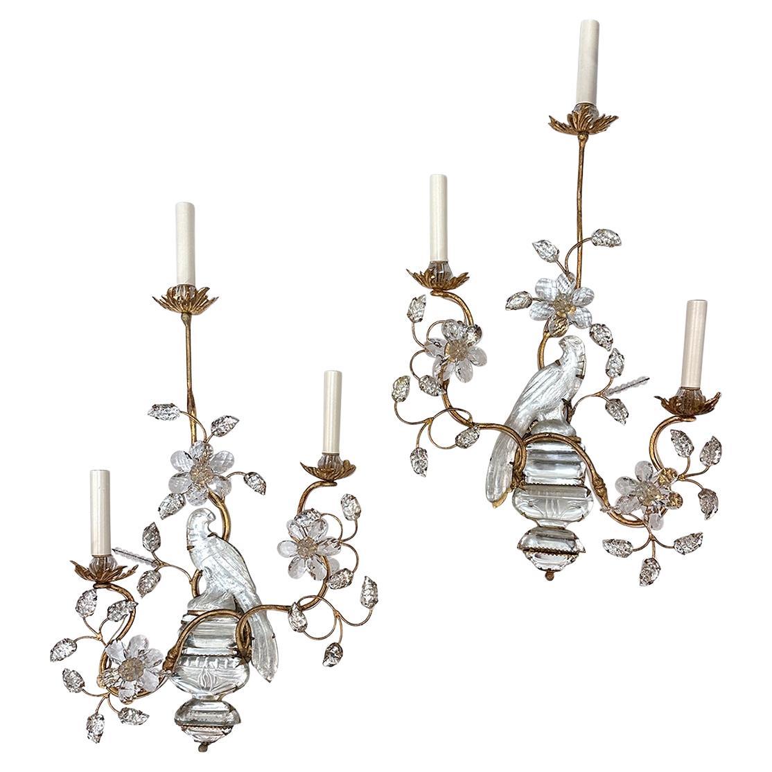 Set of French Gilt Molded Glass Sconces, Sold per Pair