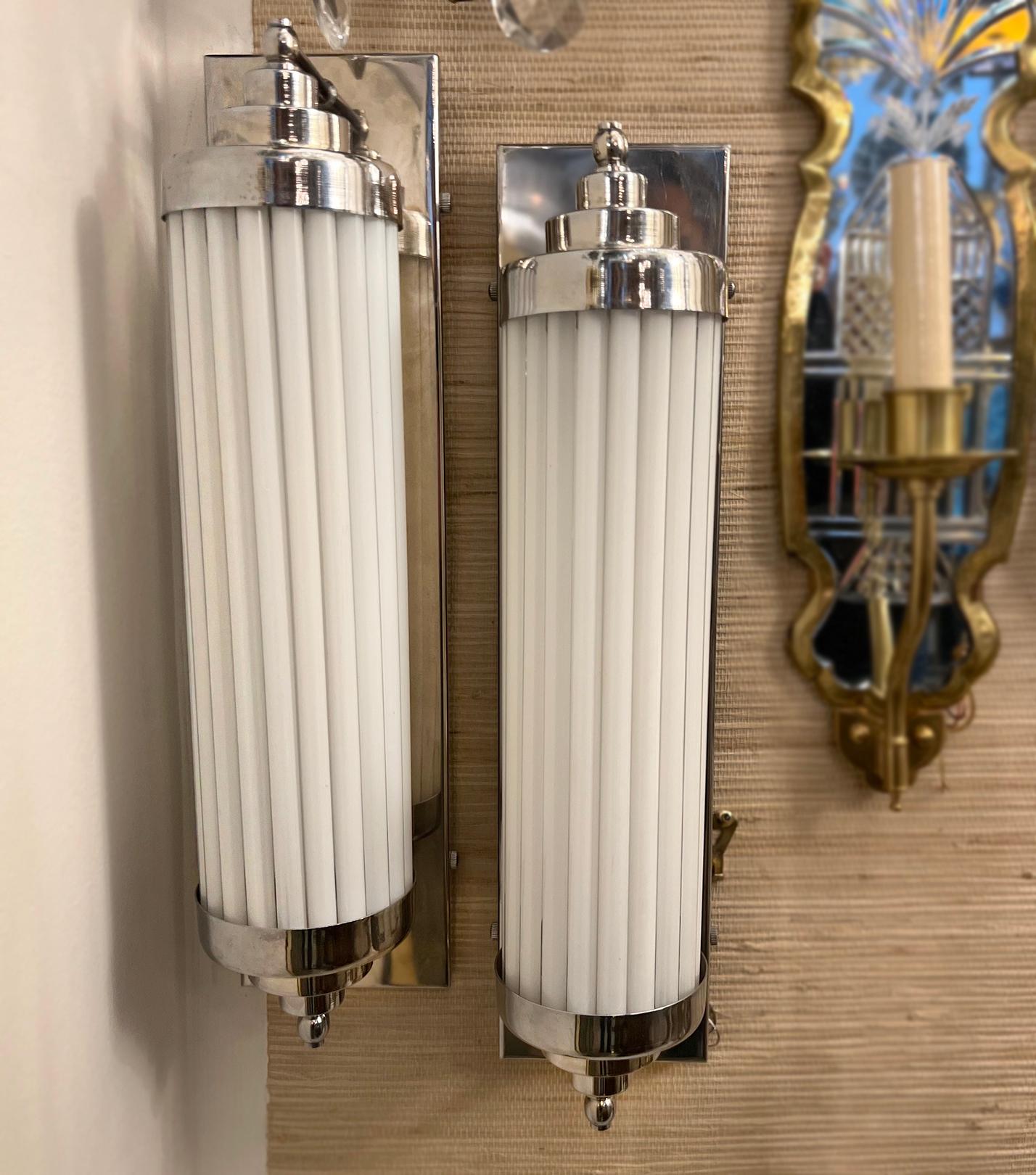 Set of French Glass Rod Sconces, Sold in Pairs For Sale 1