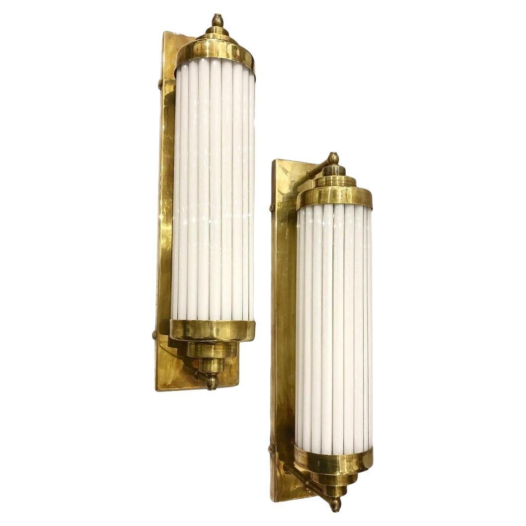 Set of French Glass Rod Sconces, Sold in Pairs For Sale
