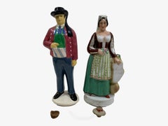 Set of French Henriot Quimper Figural Liquor Bottles Signed