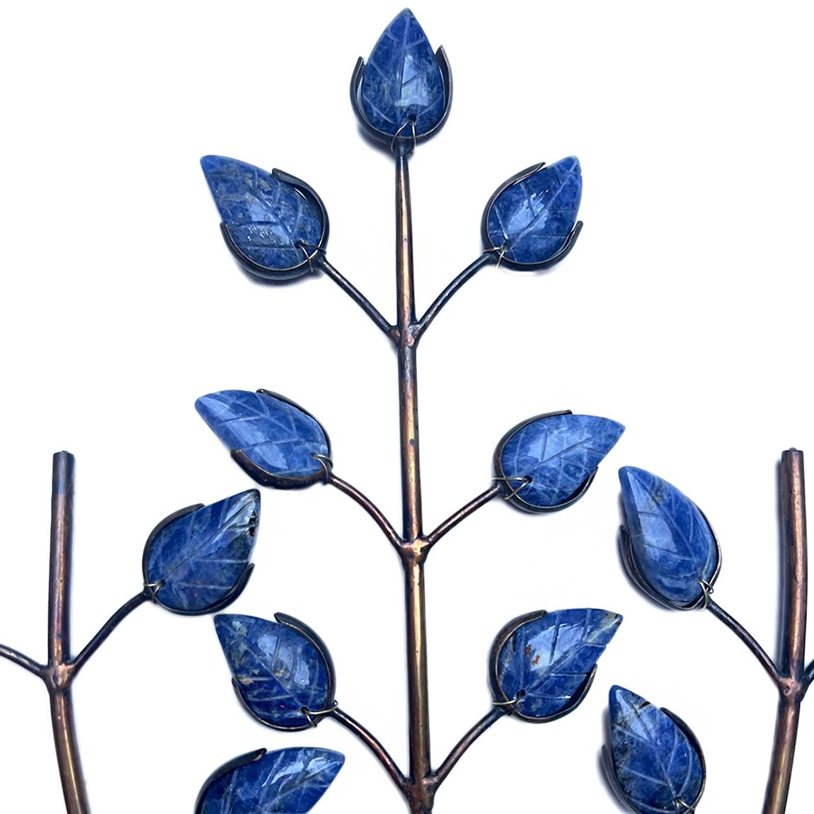 Patinated Set of French Lapis Lazuli Sconces, Sold Per Pair For Sale