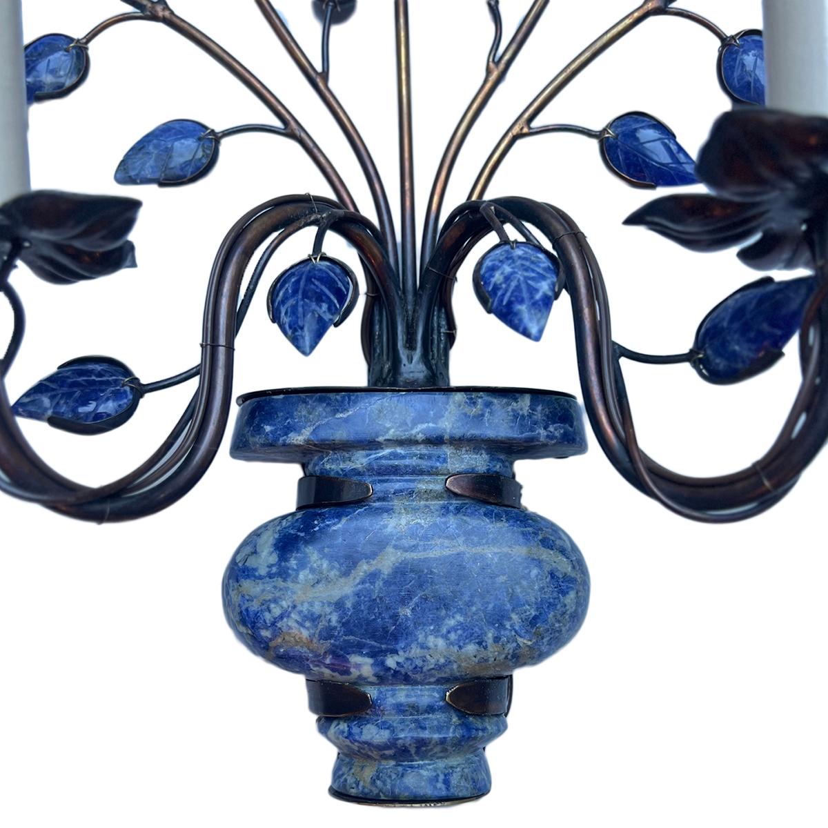 Set of French Lapis Lazuli Sconces, Sold Per Pair In Good Condition For Sale In New York, NY