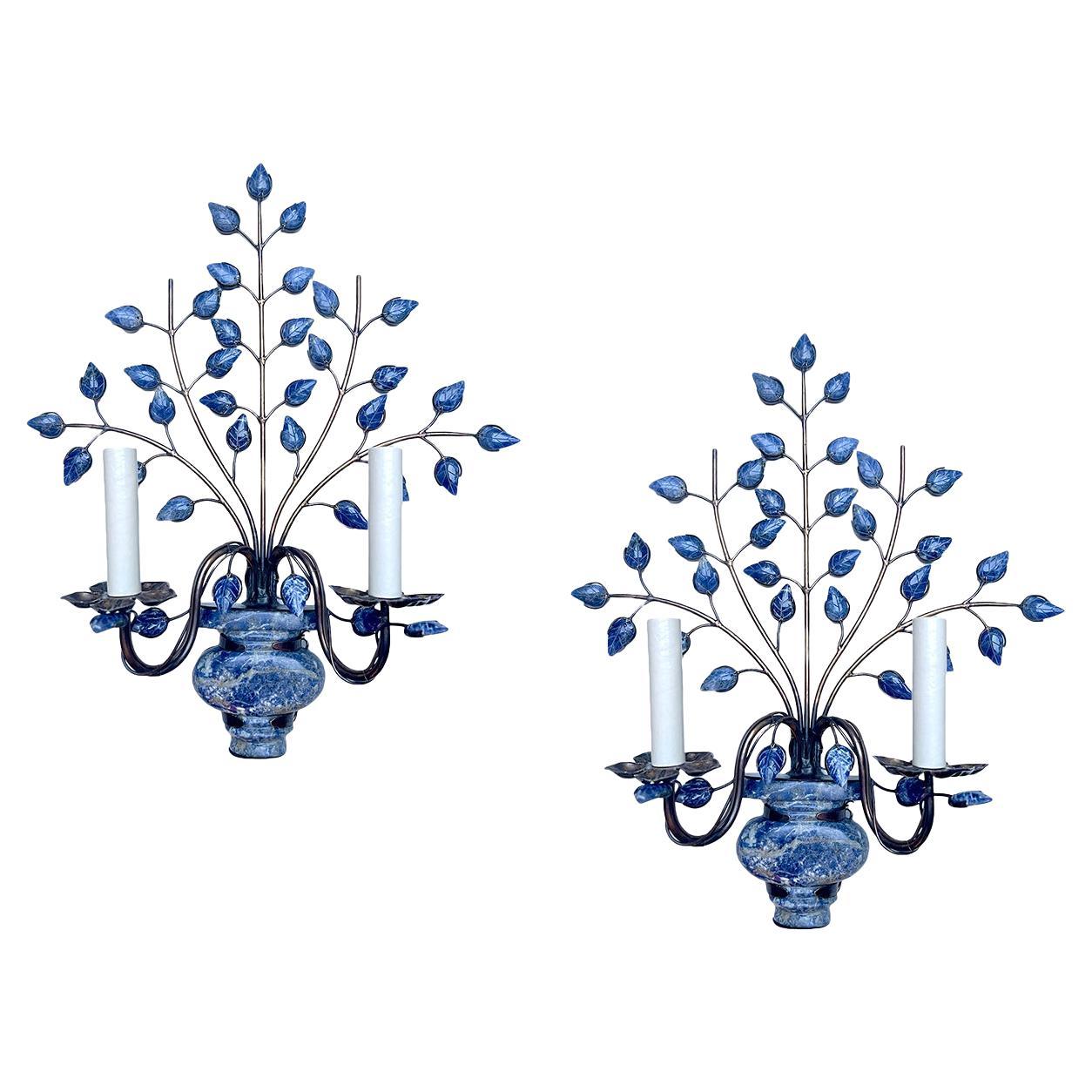 Set of French Lapis Lazuli Sconces, Sold Per Pair