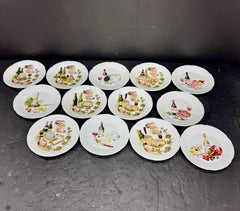 Set of French Limoge Wine Cheese Porcelain Appetizer Plates