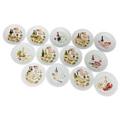 Ensemble d'appliques en porcelaine française de Limoge pour fromage de vin