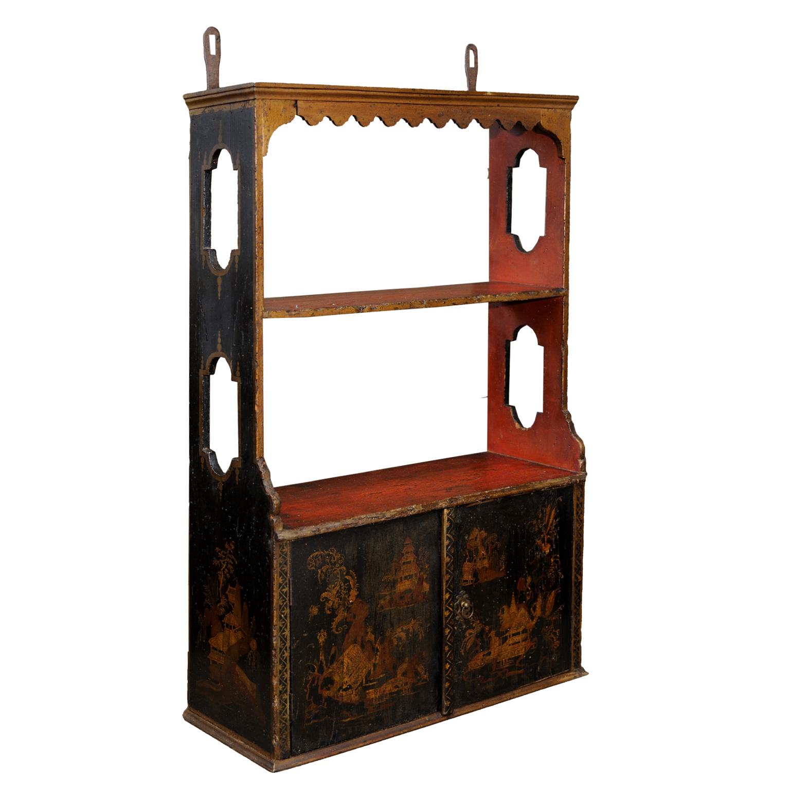 Set of French Louis XVI Chinoiserie Lacquered Hanging Shelves, circa 1780 For Sale