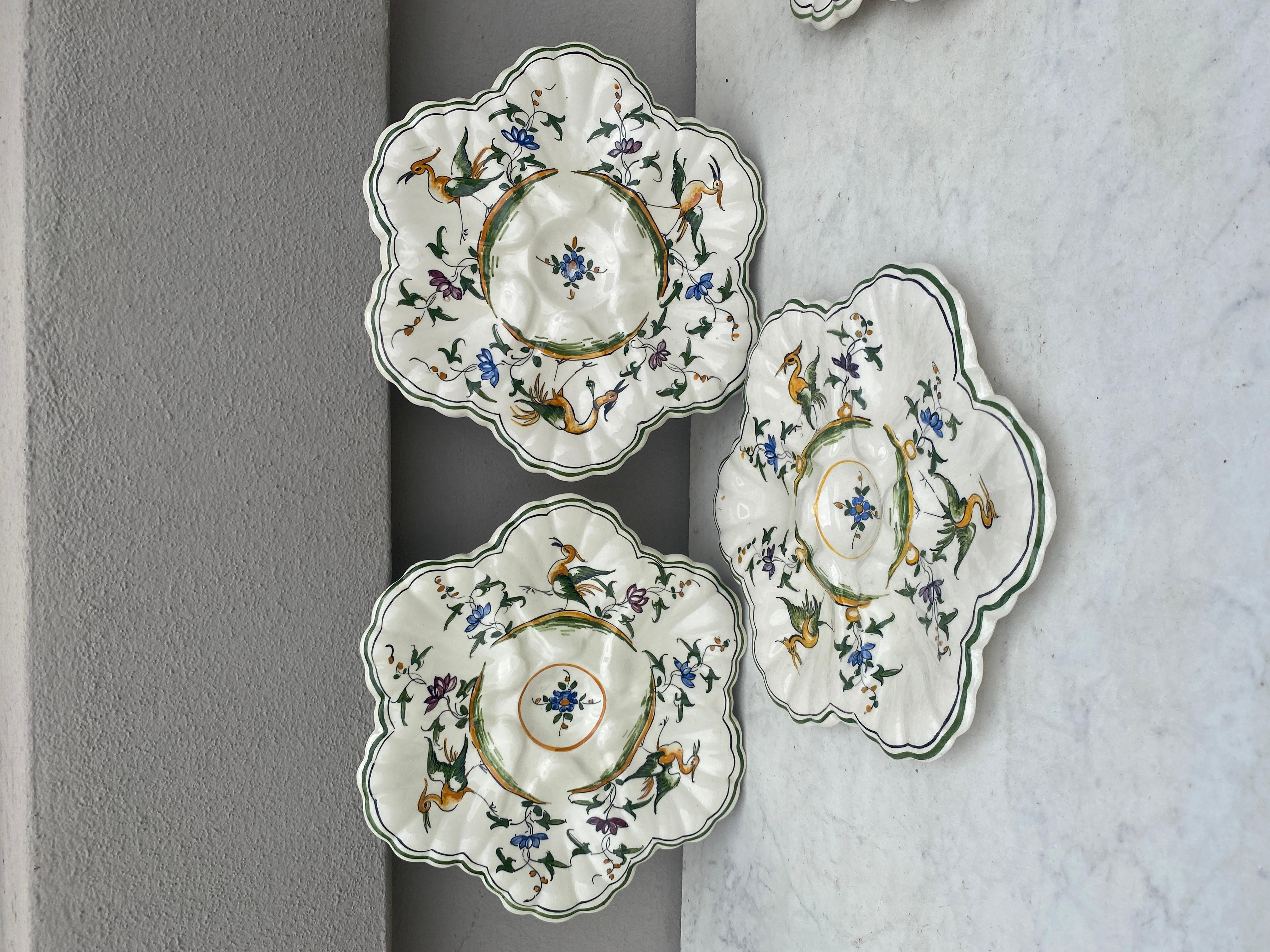 Set of French Majolica Oyster Plates & Platter circa 1950 For Sale 4