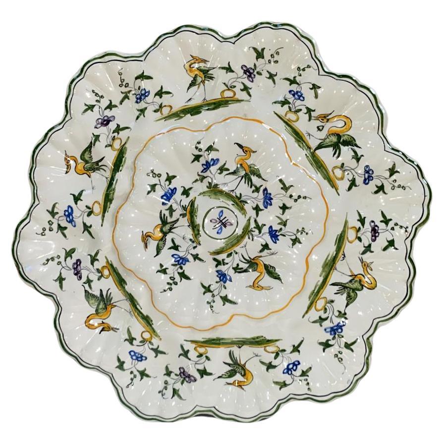 Set of French Majolica Oyster Plates & Platter circa 1950 In Good Condition For Sale In Austin, TX