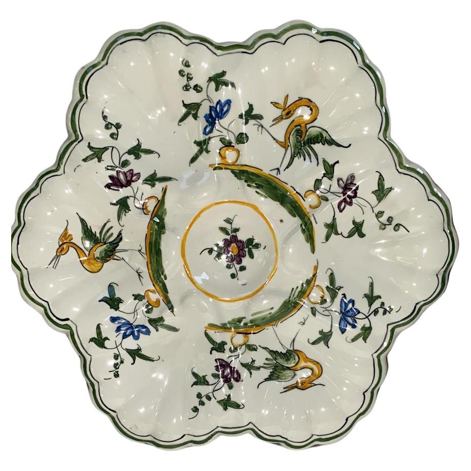 Ceramic Set of French Majolica Oyster Plates & Platter circa 1950 For Sale