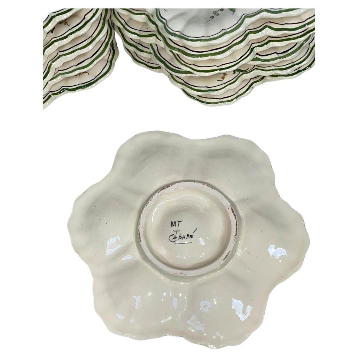 Set of French Majolica Oyster Plates & Platter circa 1950 For Sale 1