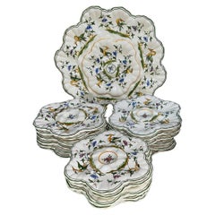 Vintage Set of French Majolica Oyster Plates & Platter circa 1950