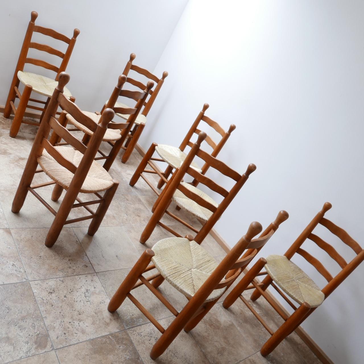 Mid-20th Century Set of French Midcentury Dining Chairs in the Manner of Charles Dudouyt