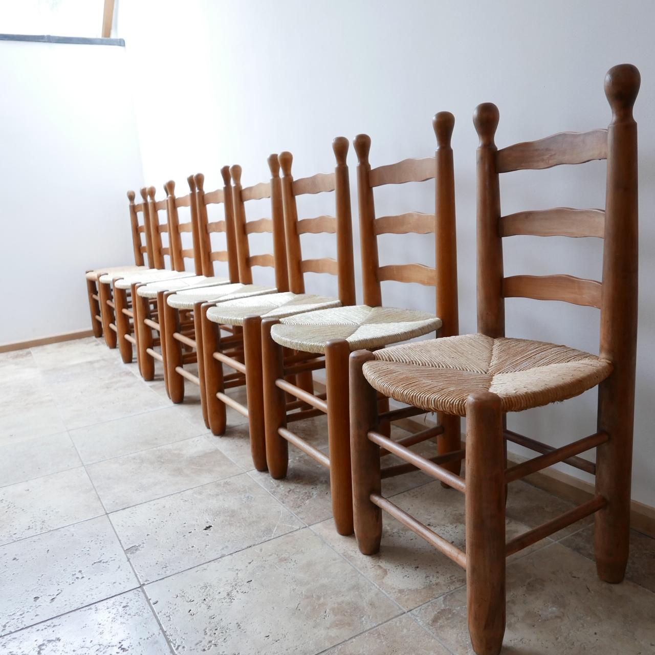 Set of French Midcentury Dining Chairs in the Manner of Charles Dudouyt 1