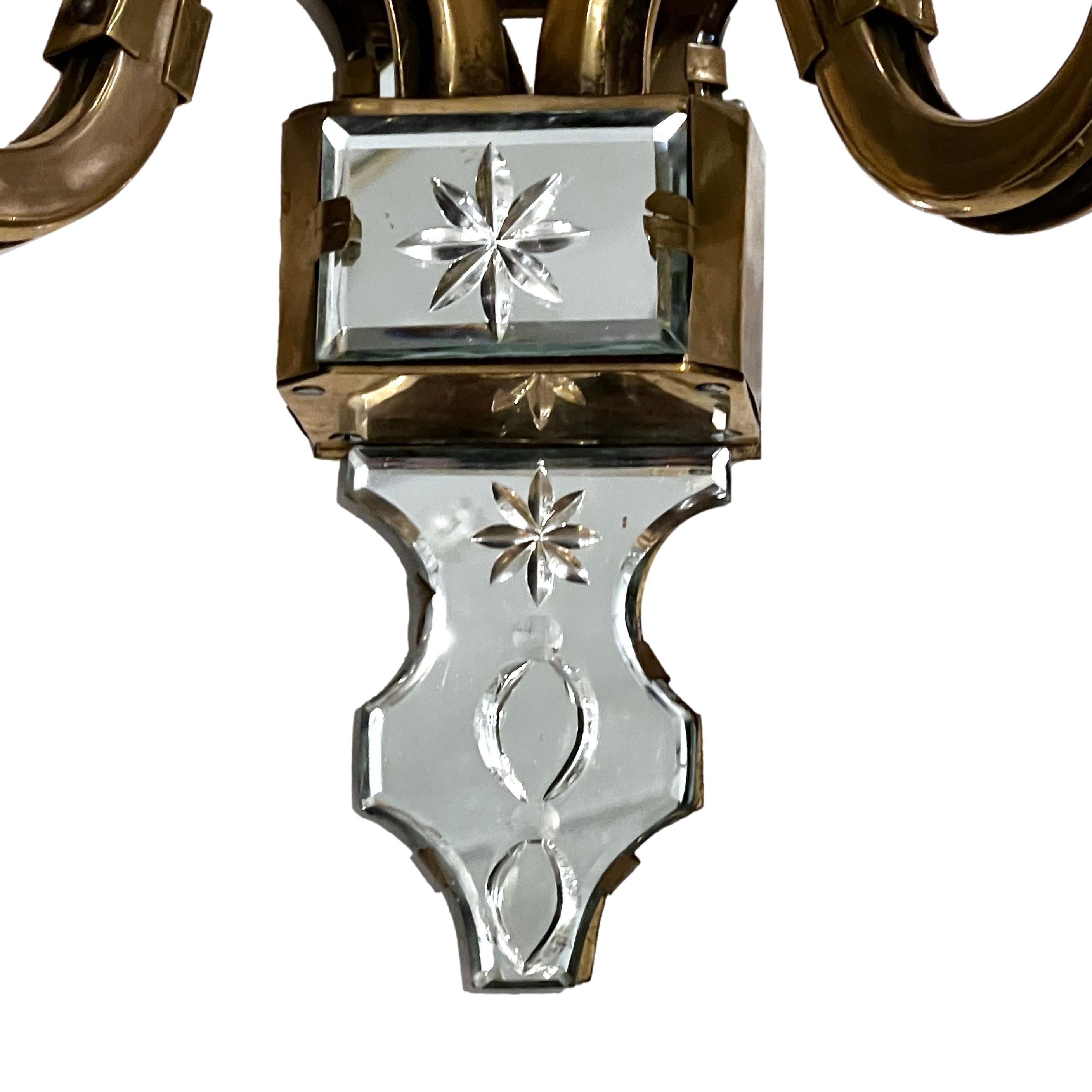 Set of French Mirrored Sconces, Sold Per Pair In Good Condition For Sale In New York, NY