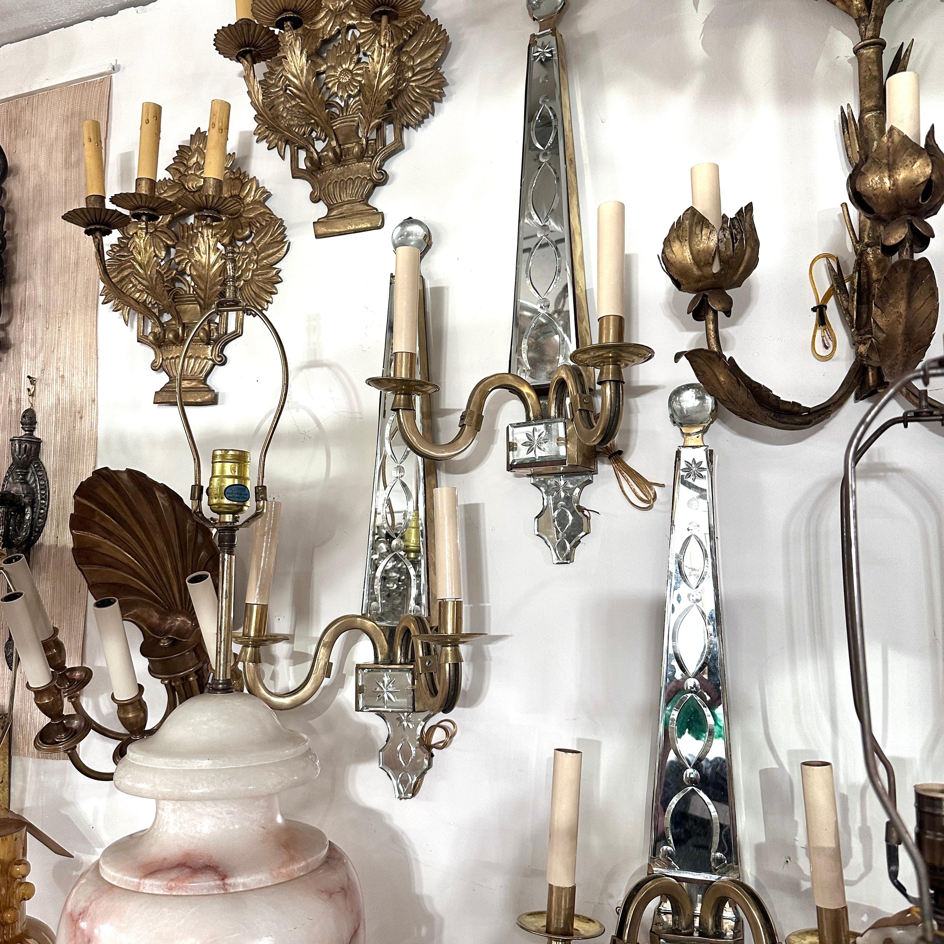 Métal Ensemble d'appliques à miroirs françaises, vendu par paire en vente