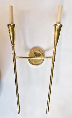 Set französischer moderner Wandleuchter aus polierter Bronze, pro Paar verkauft