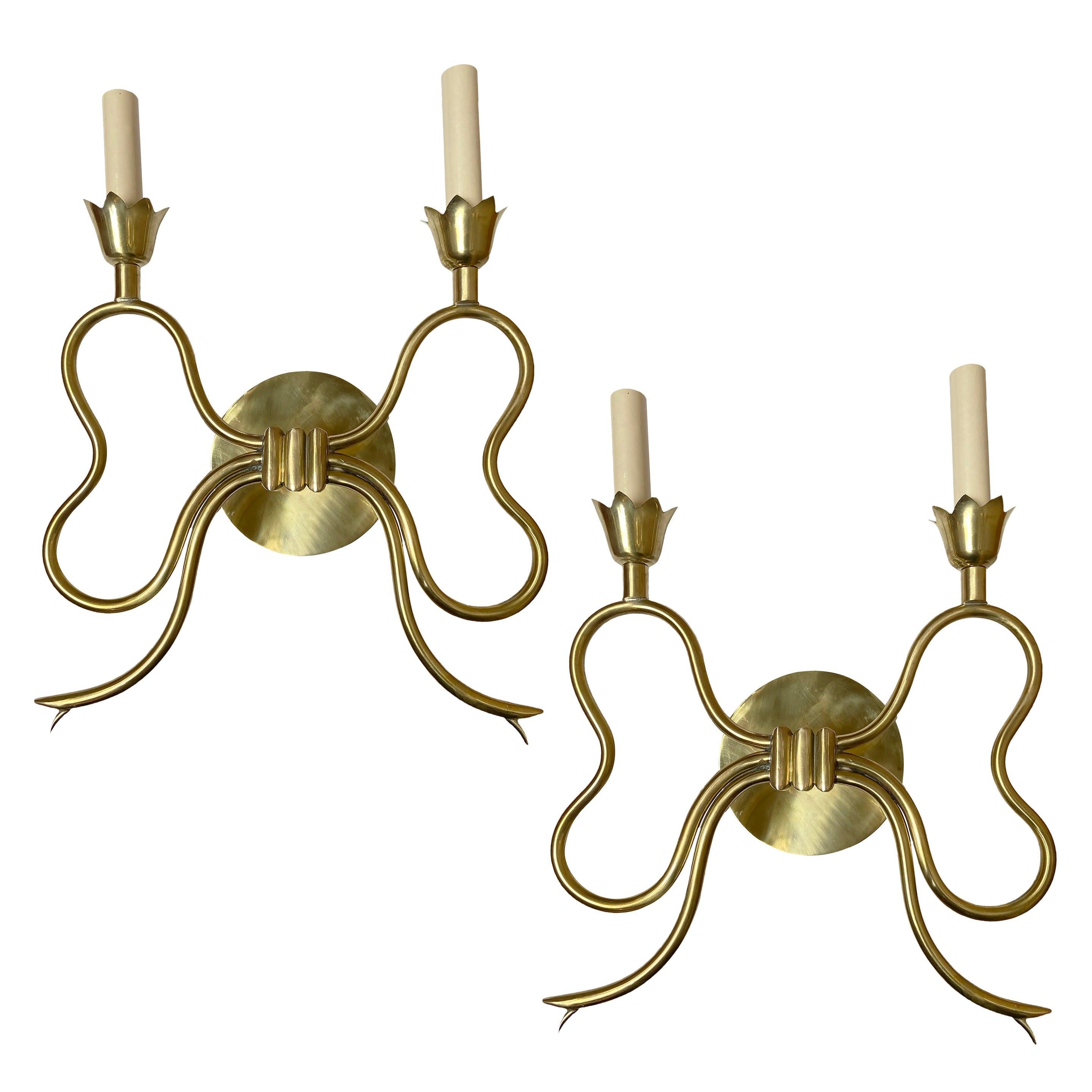 Set of French Moderne Sconces, Sold Per Pair For Sale