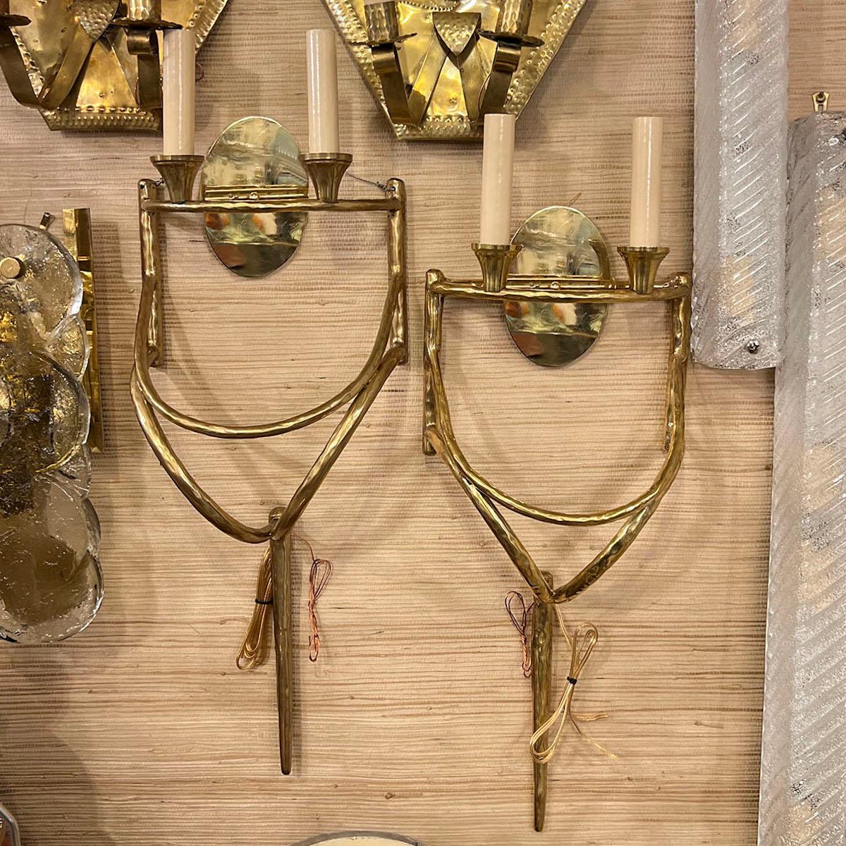Mid-20th Century Set of French Moderne Style Sconces, Sold Per Pair For Sale