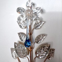 Set of French Molded Glass and Blue Drop Sconces, Sold per Pair