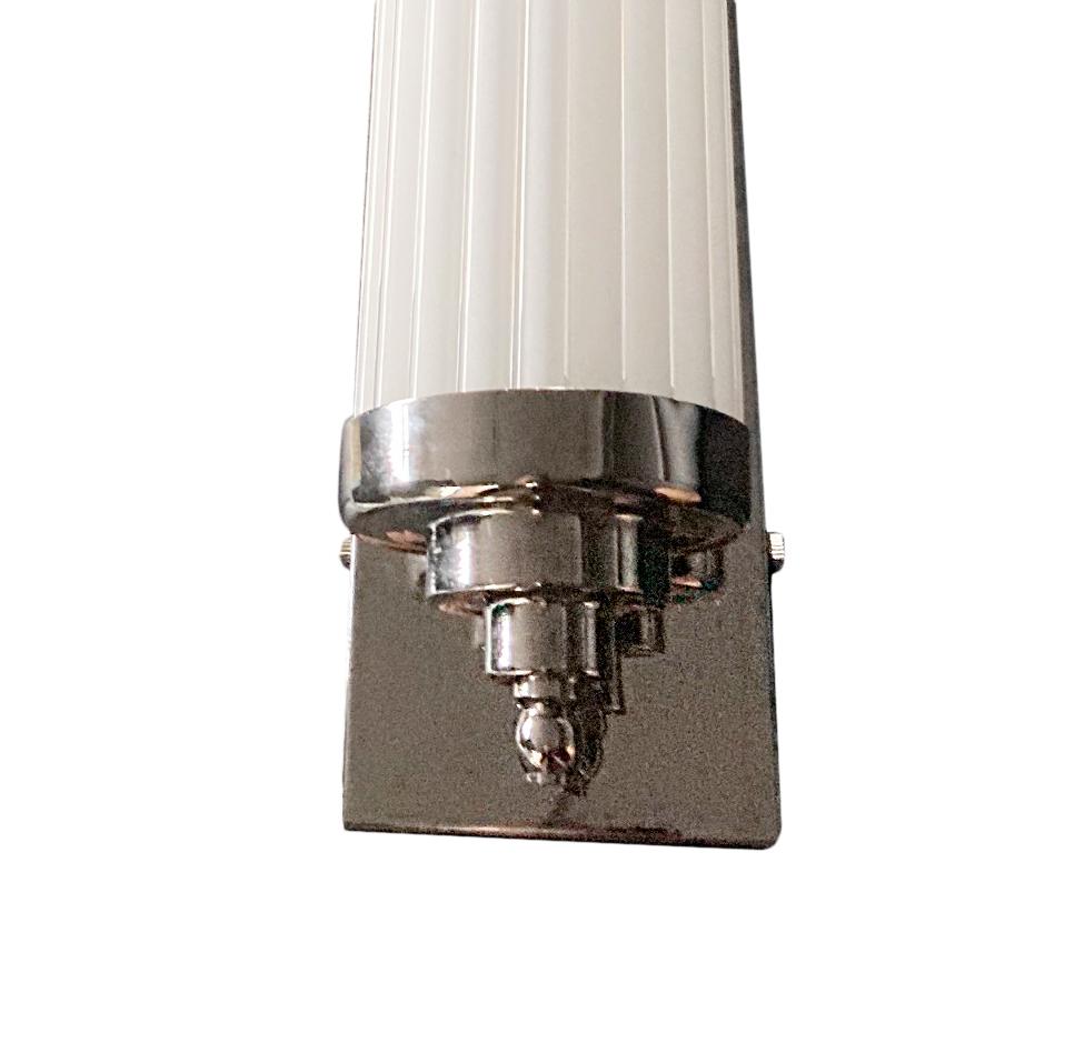 Silver Set of French Glass Rod Sconces, Sold in Pairs For Sale