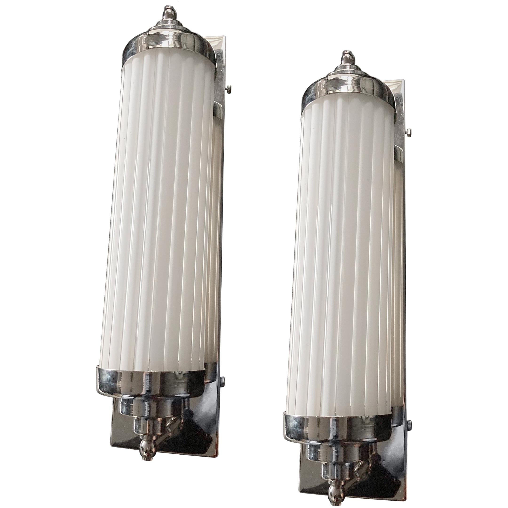 Set of French Glass Rod Sconces, Sold in Pairs