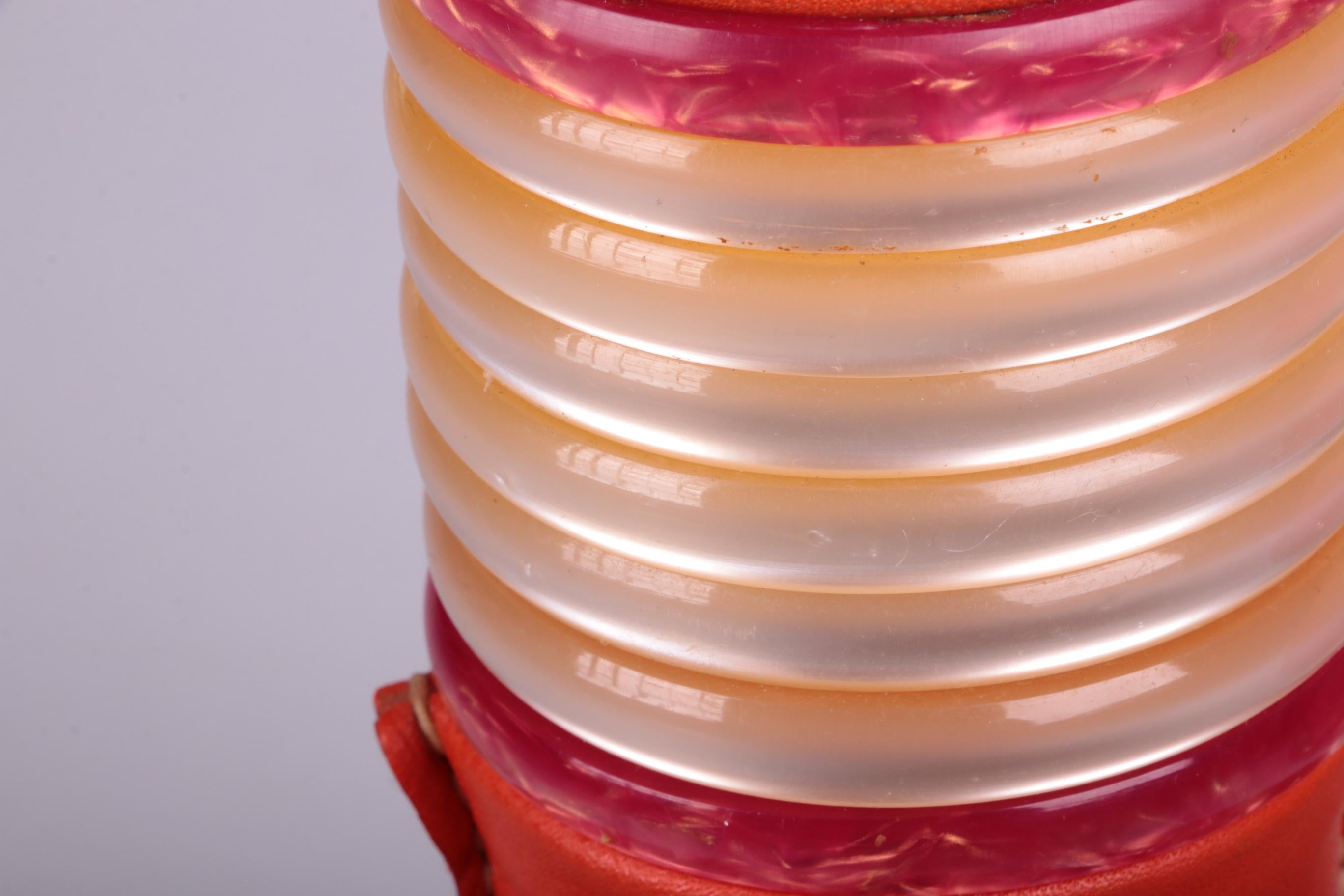 Lampes de bureau françaises tapissées de cuir orange, années 1960 en vente 1