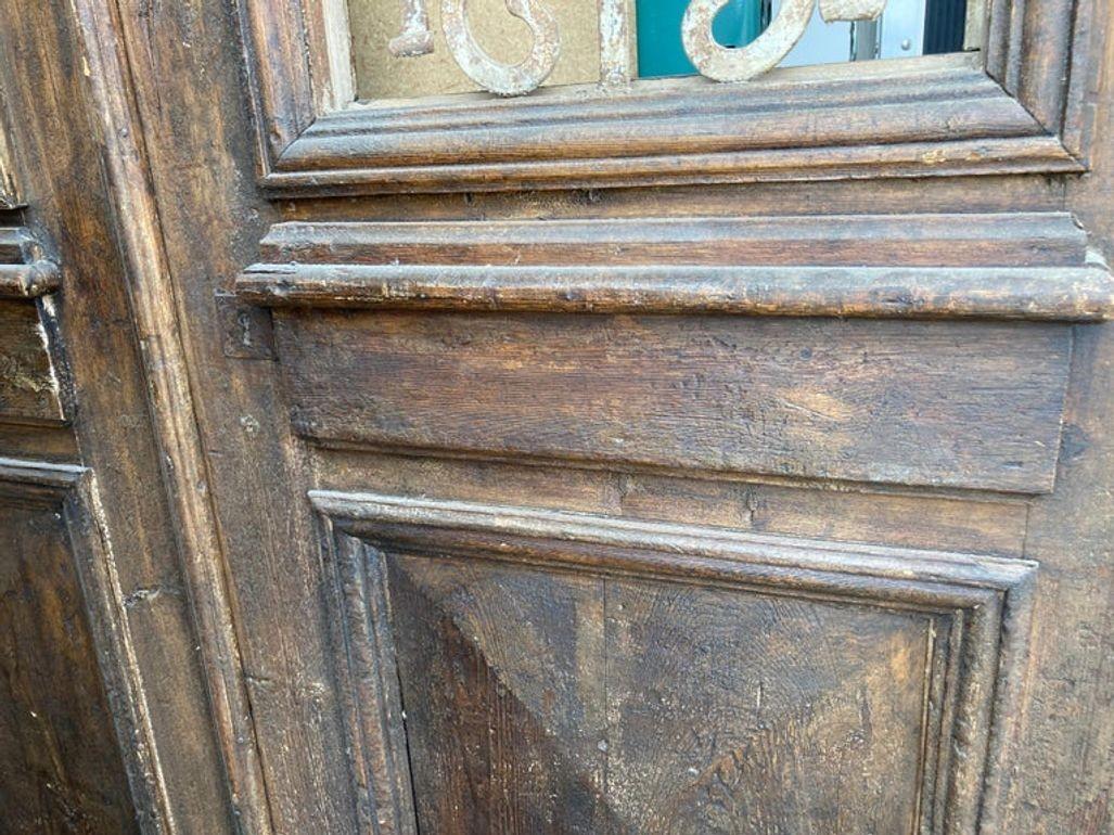 Set of French Painted Double Entry Door with Iron Insert For Sale 1