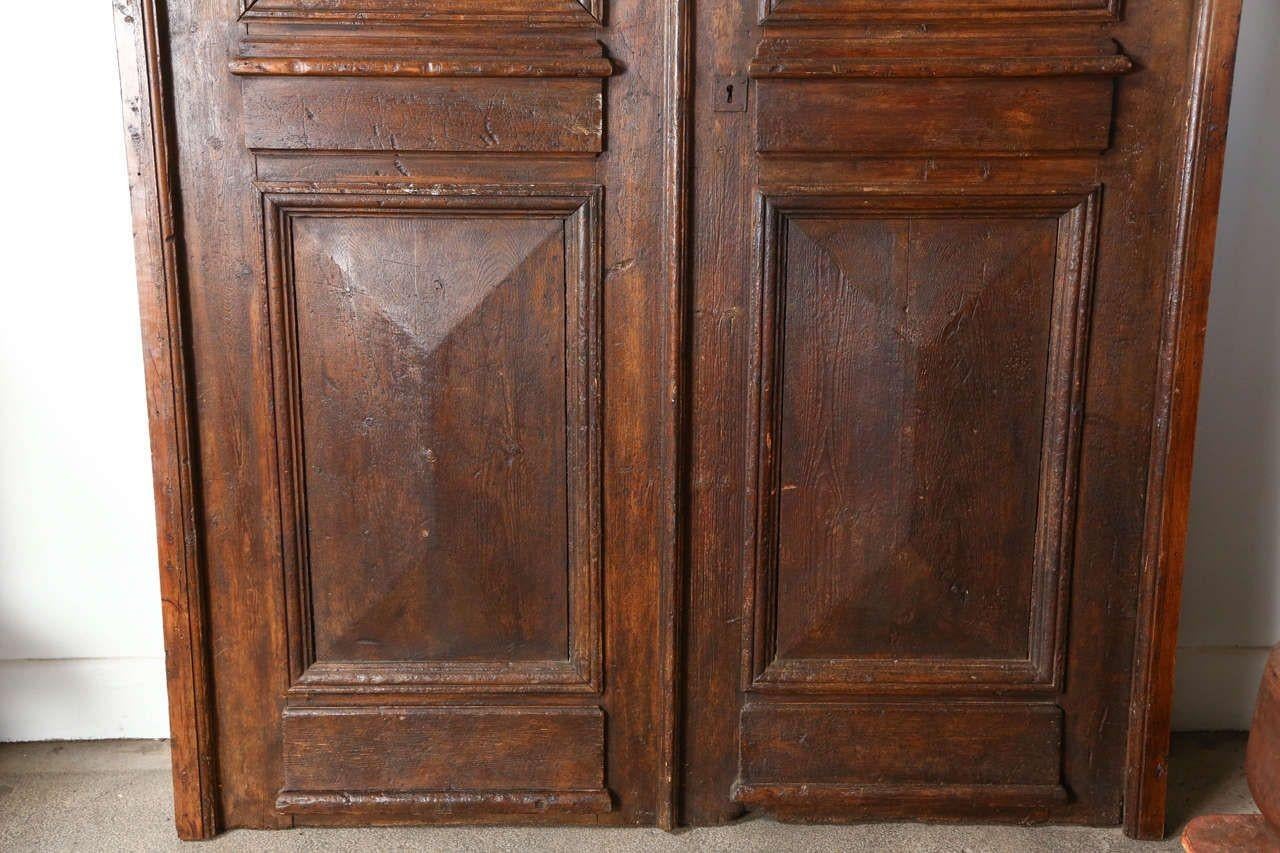 Set of French Painted Double Entry Door with Iron Insert For Sale 3