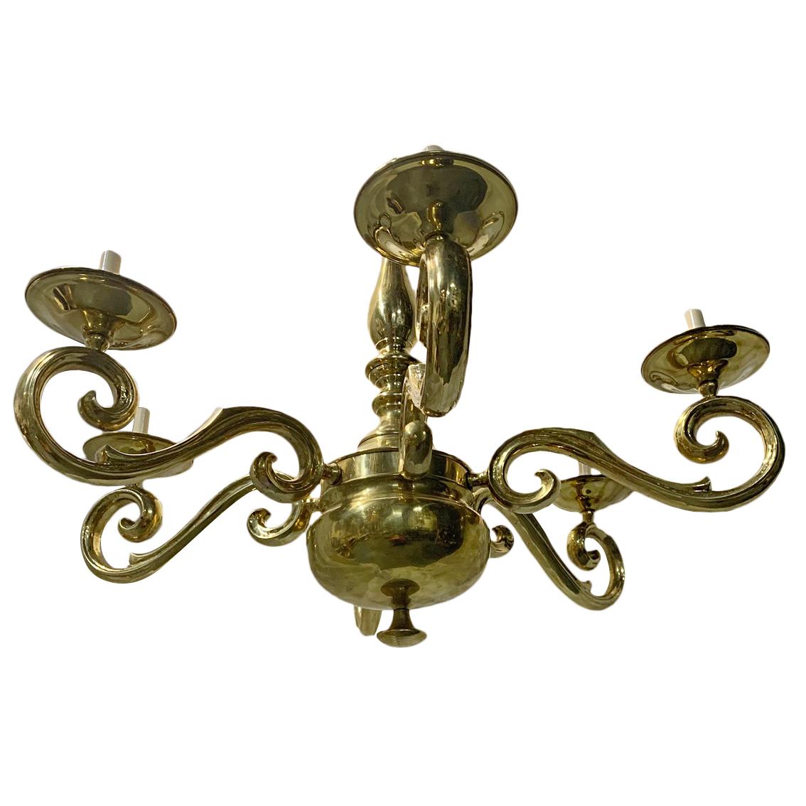 Set of French Polished Bronze Chandeliers, Sold Individually In Good Condition For Sale In New York, NY