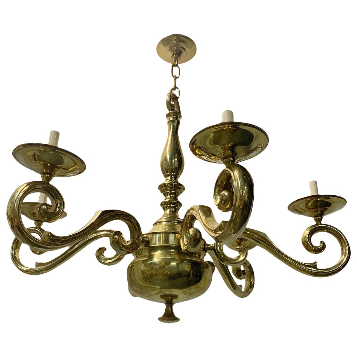 Set of French Polished Bronze Chandeliers, Sold Individually