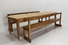 Set of French Provincial Dining Table with Benches, circa 1960