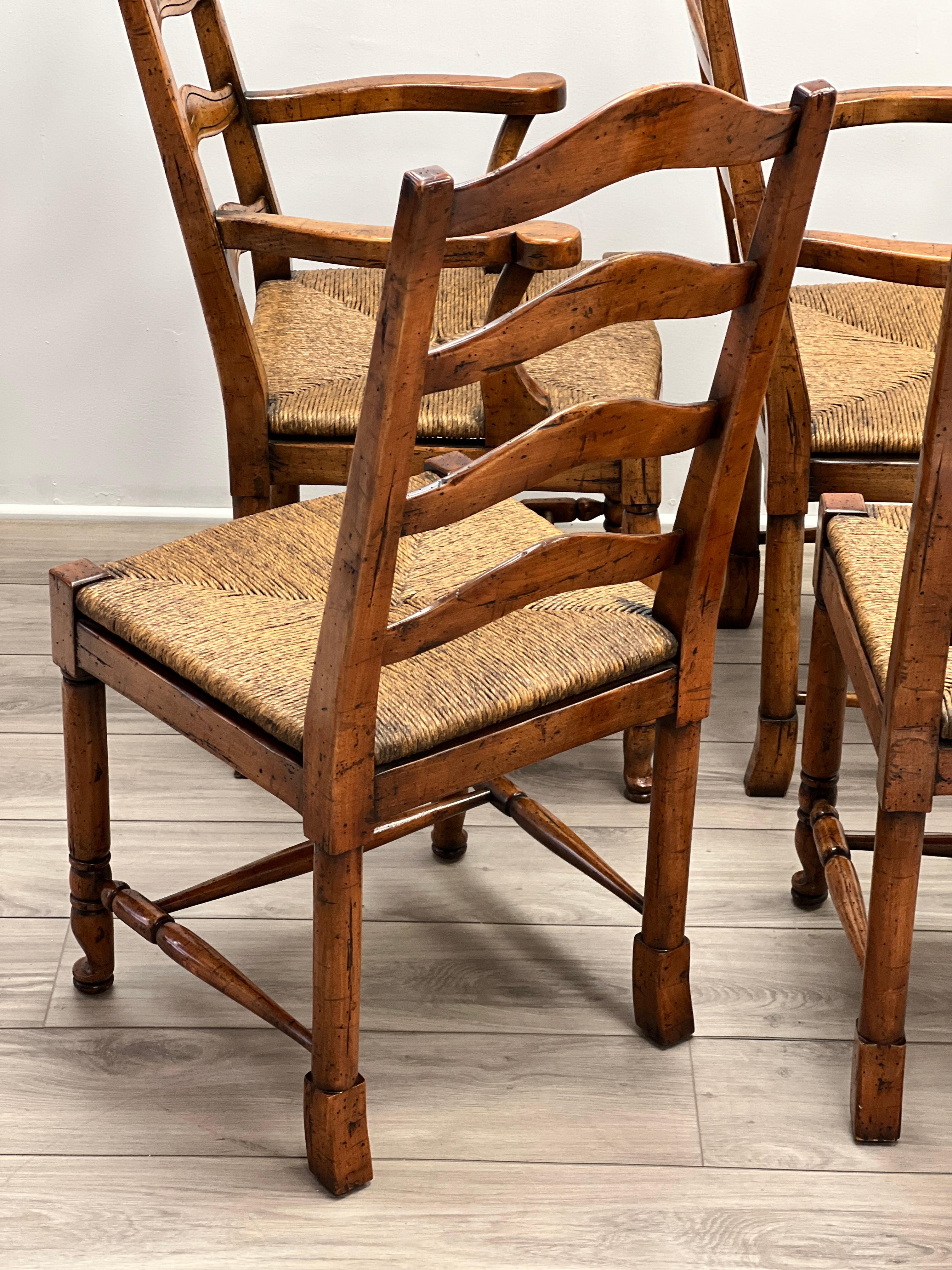 Set of French Provincial Style Ladder Back Chairs 4